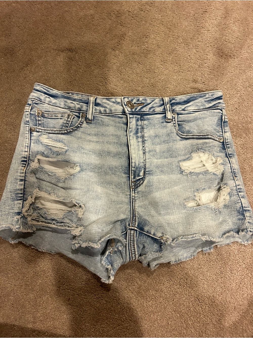 American Eagle Outfitters Light Blue Distressed Jean Shorts